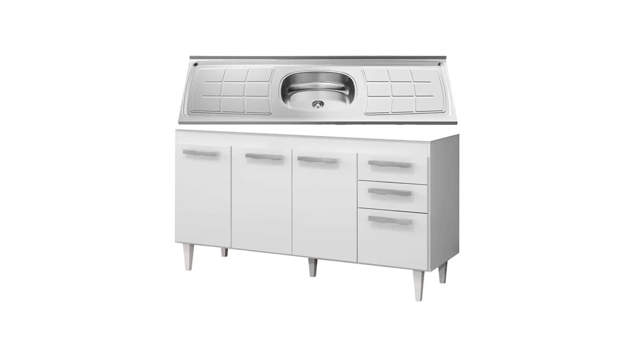 Gabinete de Cozinha com Pia de Inox: As 10 Melhores Opções